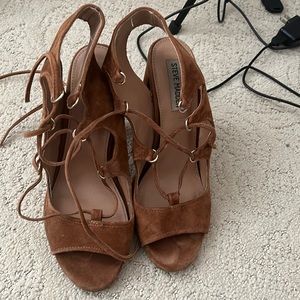Brown lace up heels
